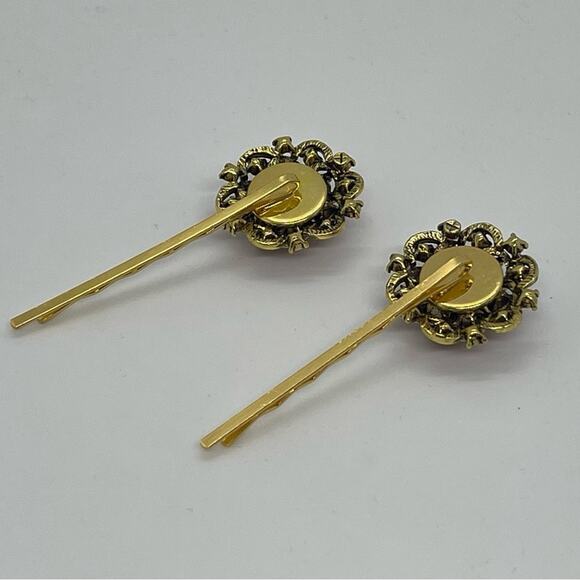 Handmade Pink Rhinestone Gold Set Hair Clips HoCo Whimsical Fairy Jewelry NWT - Picture 4 of 6